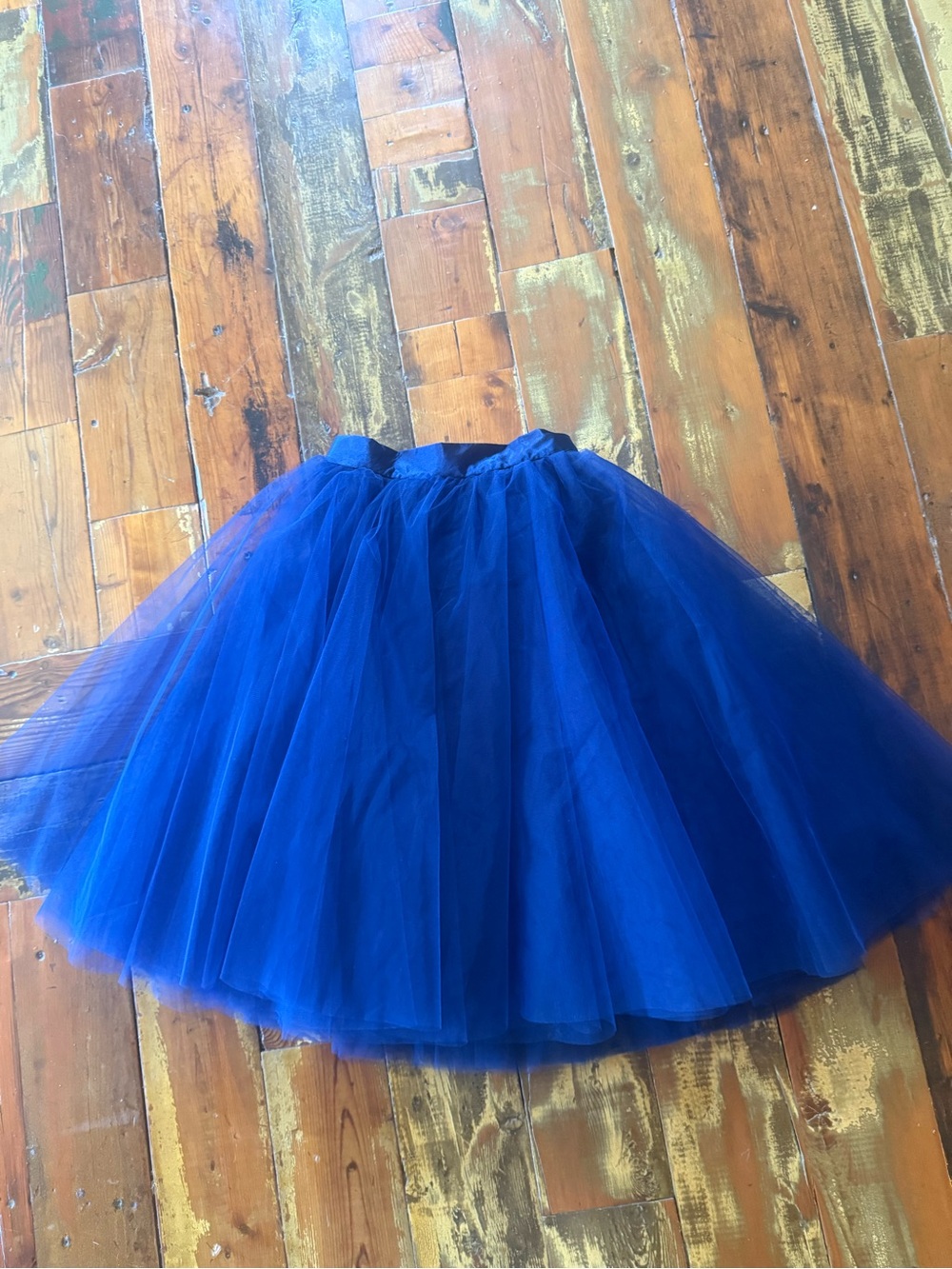 Royal Blue Tulle Midi Skirt - Women